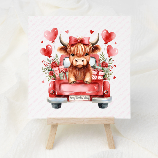 Highland Cow Truck - UV DTF 3 inch Decals