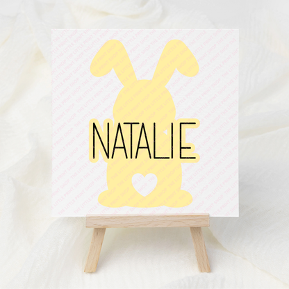 Bunny Silhouette - Custom Name - UV DTF Decal