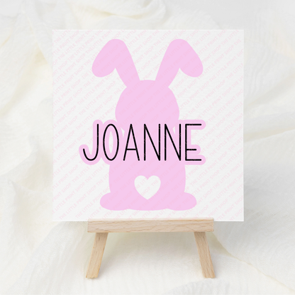 Bunny Silhouette - Custom Name - UV DTF Decal