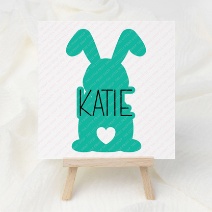 Bunny Silhouette - Custom Name - UV DTF Decal