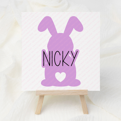 Bunny Silhouette - Custom Name - UV DTF Decal