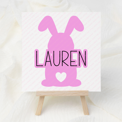 Bunny Silhouette - Custom Name - UV DTF Decal
