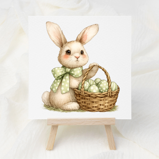 Sage Green Bow Bunny - UV DTF Decal
