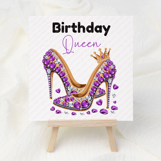 Birthday Queen Purple Heels - UV DTF 3 inch Decals