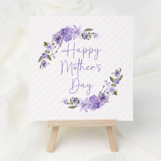 Happy Mother's Day Purple Floral - UV DTF 3 inch Decals