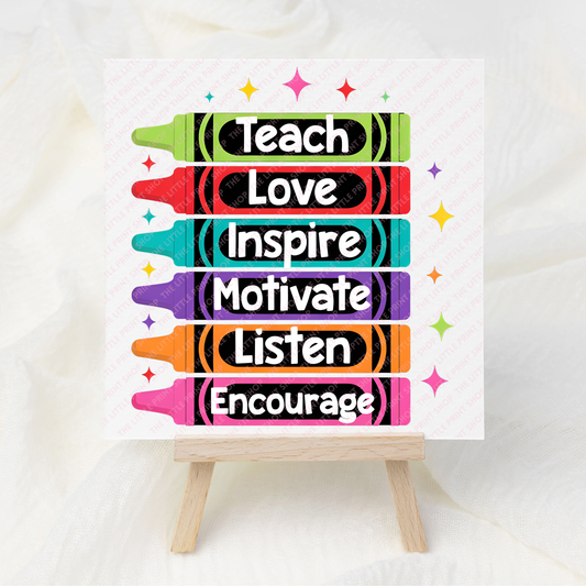 Teacher Crayons - UV DTF 3 inch Decals