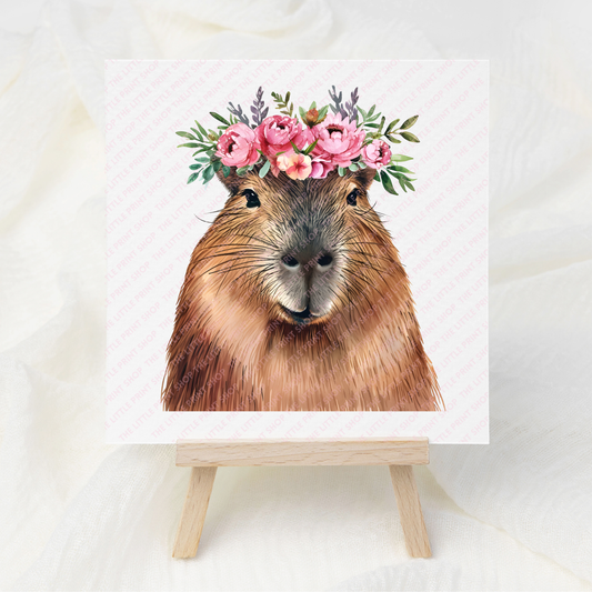 Capybara Pink Floral - UV DTF 3 inch Decals