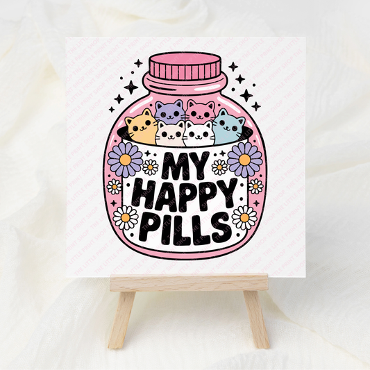 Happy Pills - UV DTF 3 inch Decals