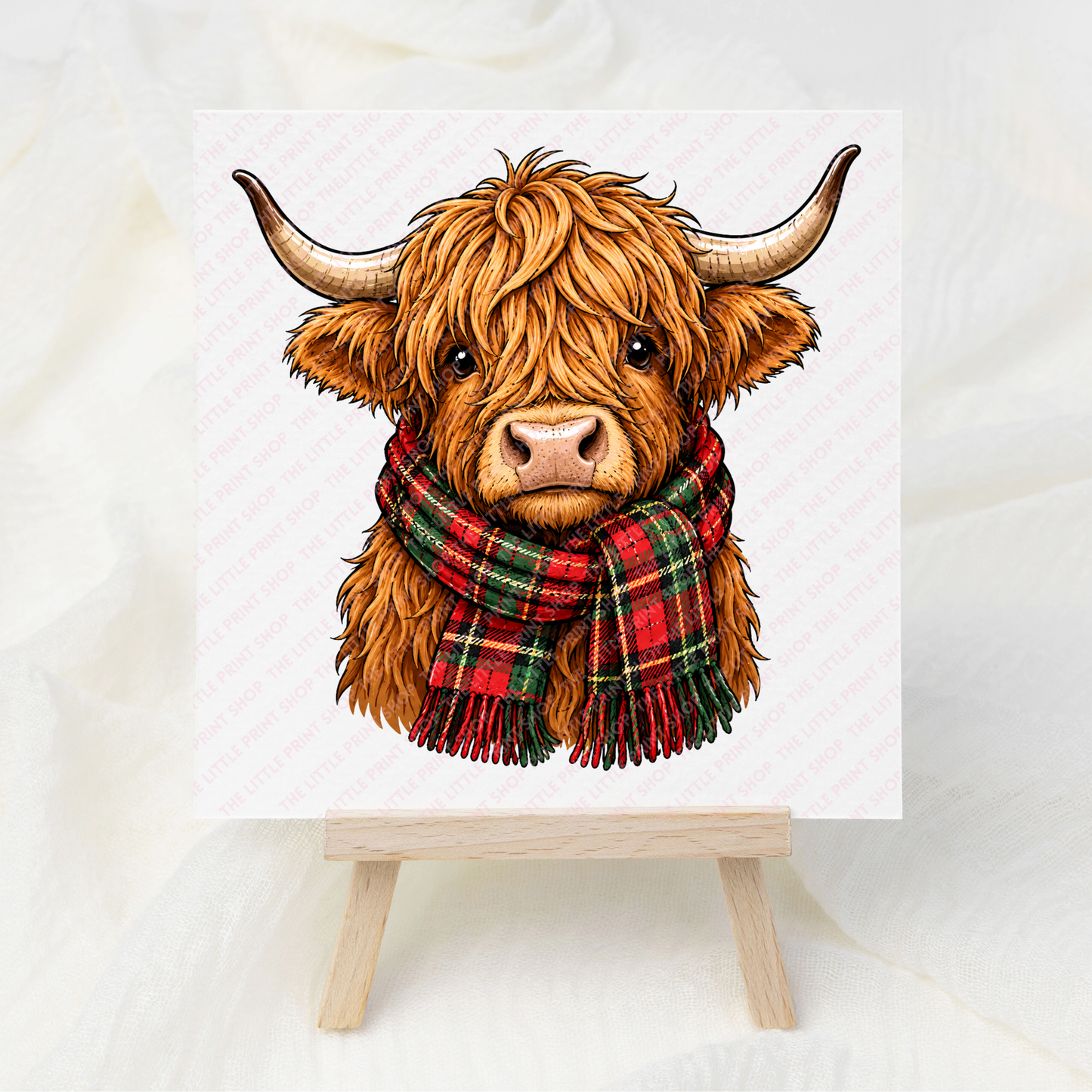 Highland Cow Tartan Scarf - UV DTF 3 inch Decal