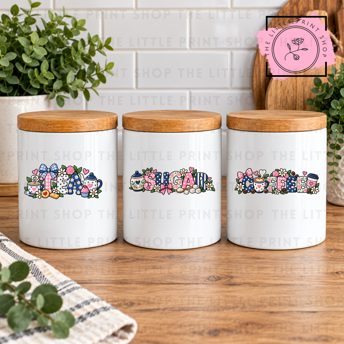 Tea, Sugar & Coffee Bundle - UV DTF 3 inch Decal