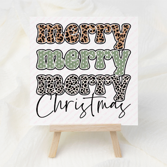 Merry Merry Merry Christmas Green - UV DTF 3 inch Decal