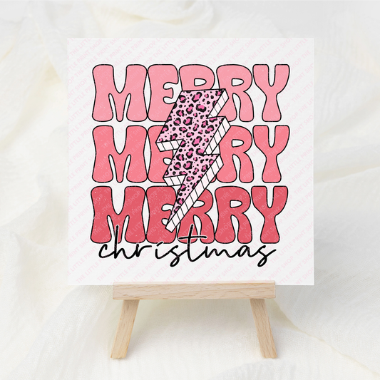 Merry Merry Merry Christmas Bolt - UV DTF 3 inch Decal