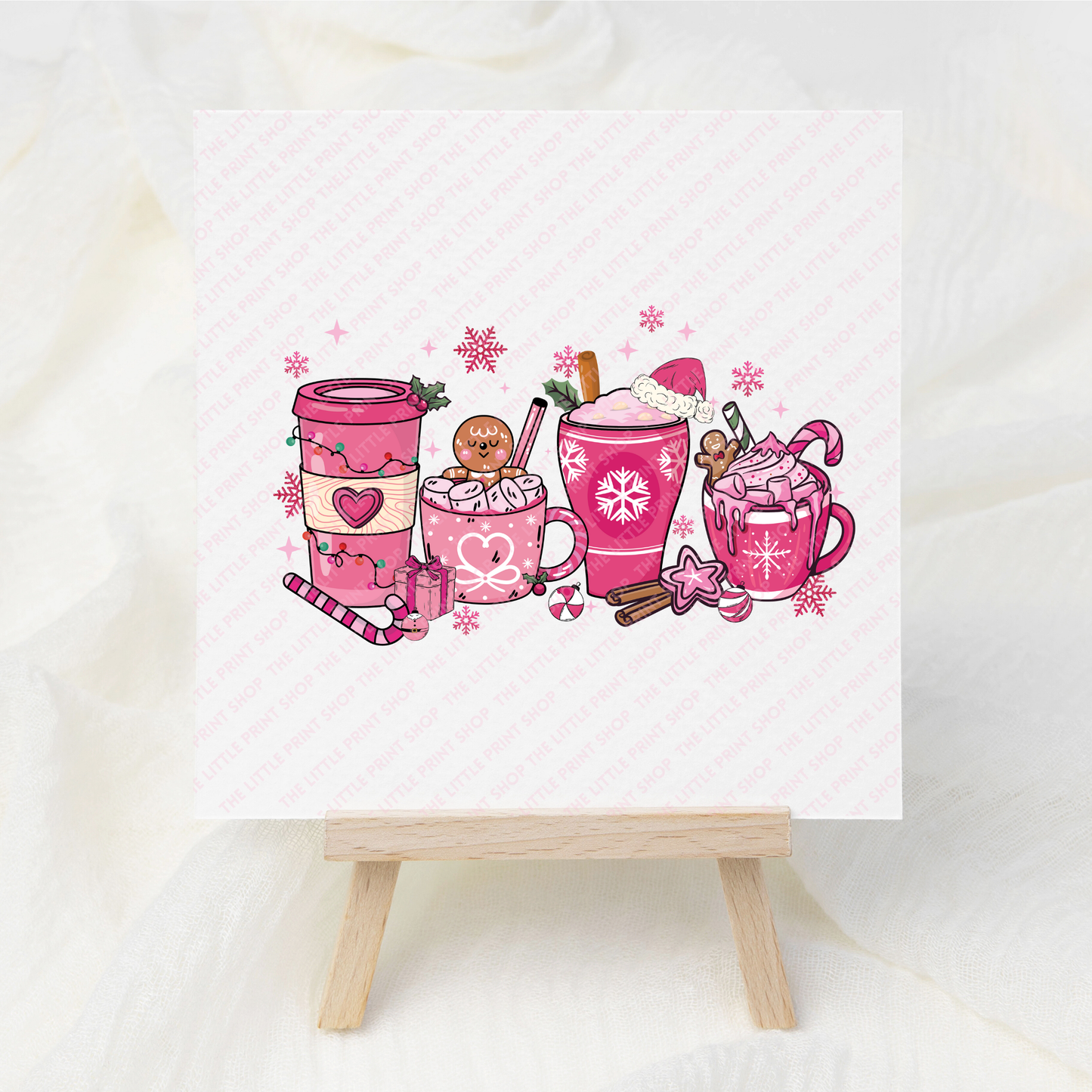 Christmas Pink Cups - UV DTF 3 inch Decal
