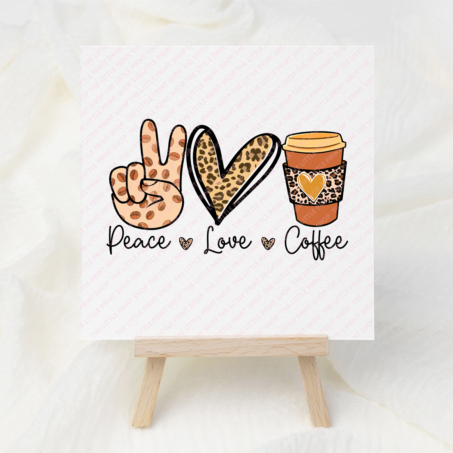 Peace Love & Coffee - UV DTF 3 inch Decal