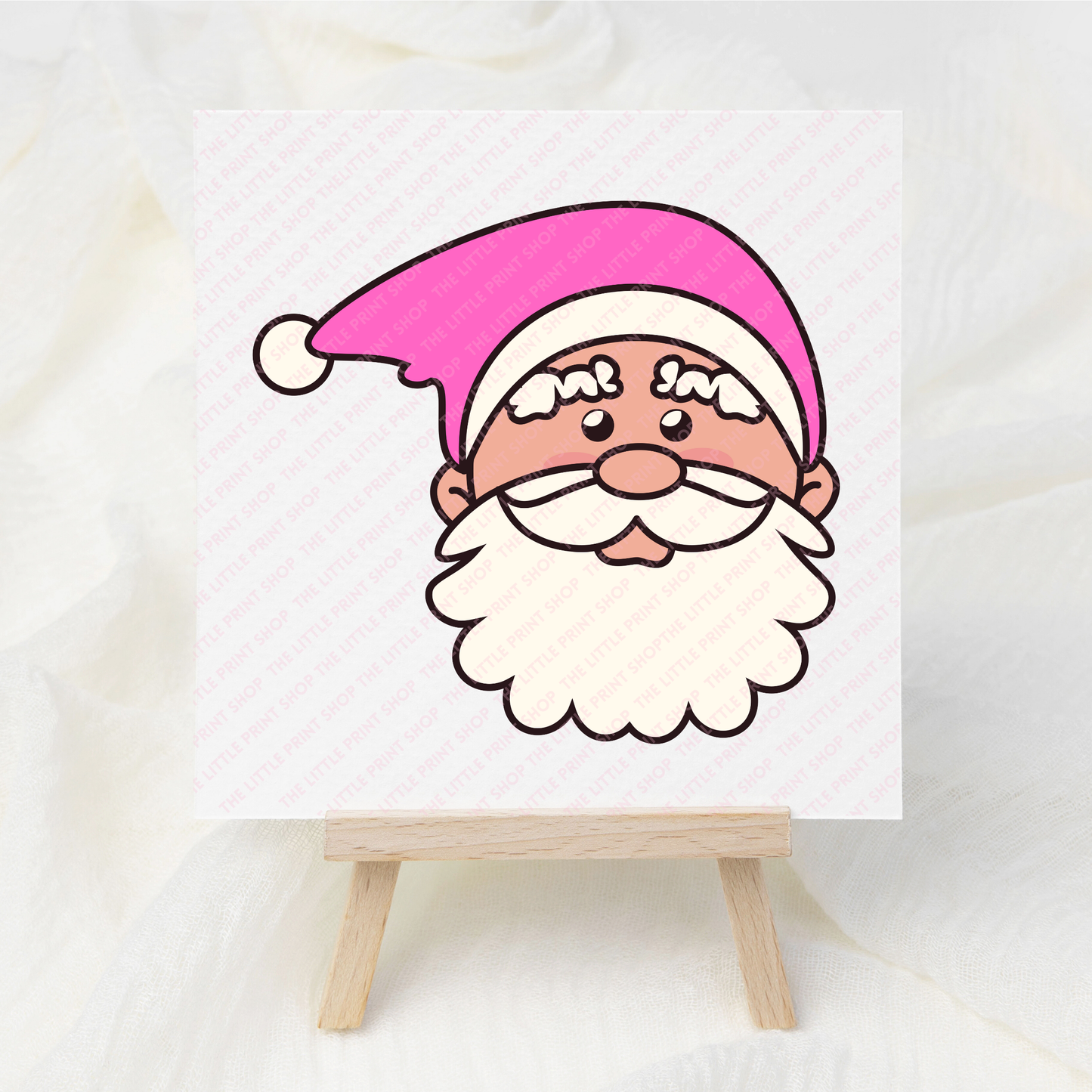 Bubble-gum Pink Santa Hat - UV DTF 3 inch Decal