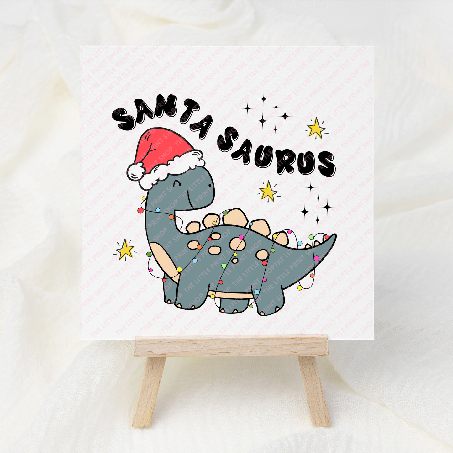Christmas Blue Dino - UV DTF 3 inch Decal