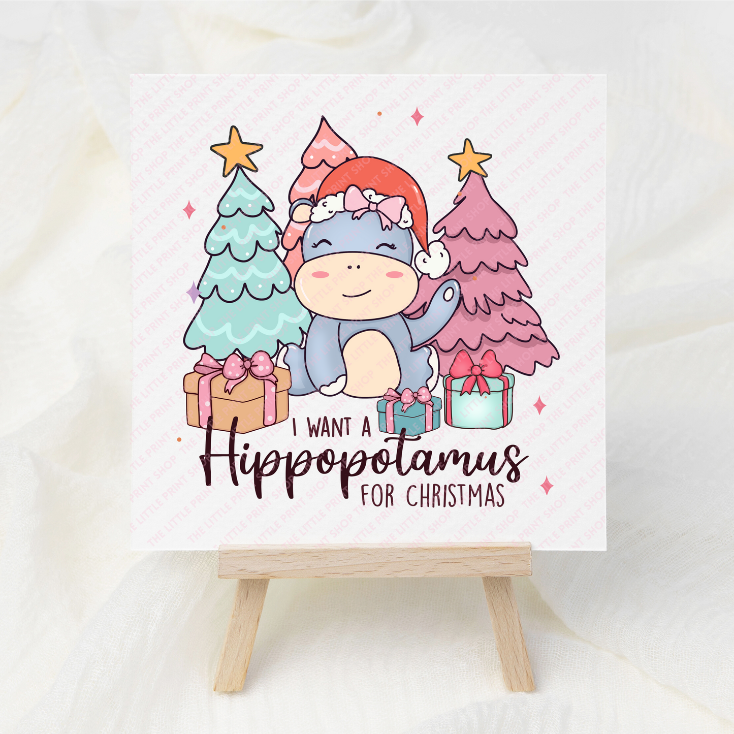 Hippo Christmas - UV DTF 3 inch Decal