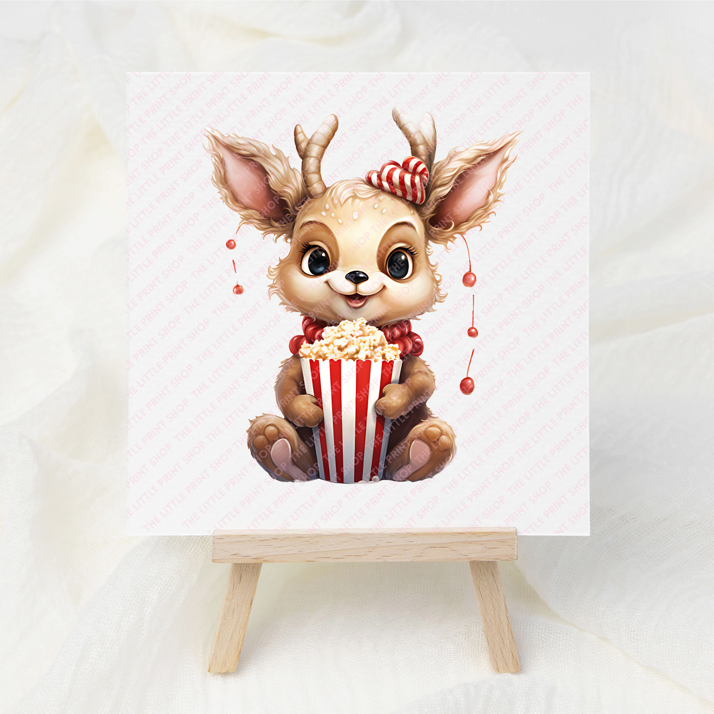 Popcorn Reindeer - UV DTF 3 inch Decal