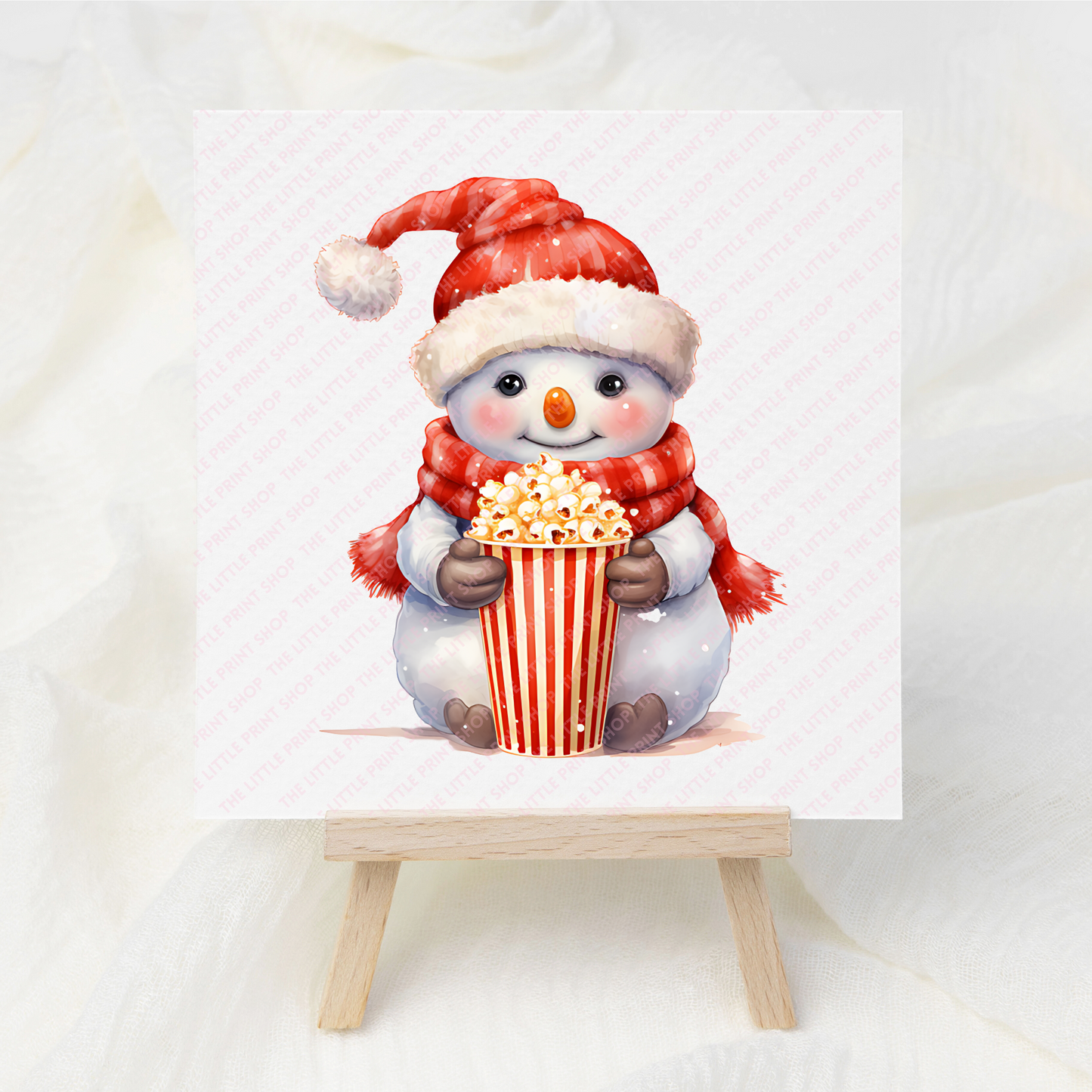 Popcorn Snowman - UV DTF 3 inch Decal