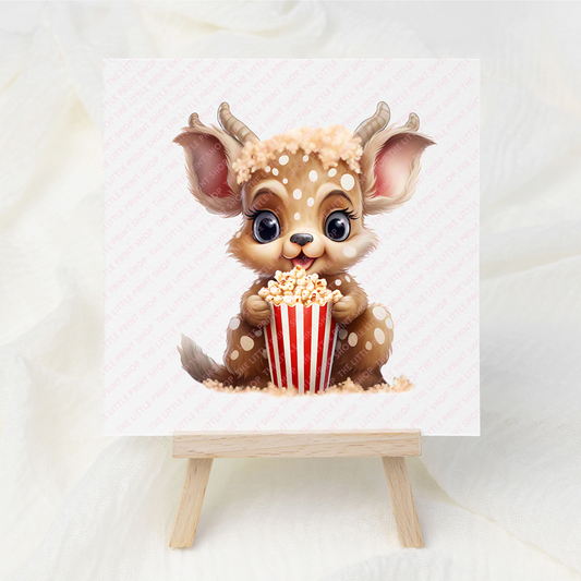 Popcorn Reindeer - UV DTF 3 inch Decal