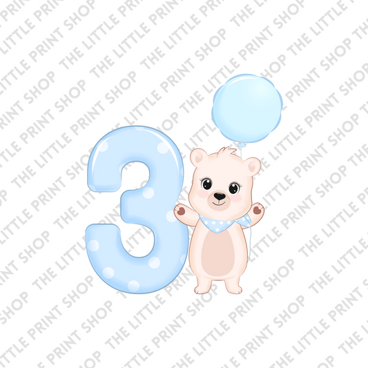 Birthday Bear - 3 - UV DTF 3 inch Decal