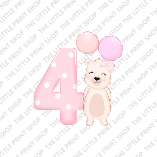 Birthday Bear - 4 - UV DTF 3 inch Decal