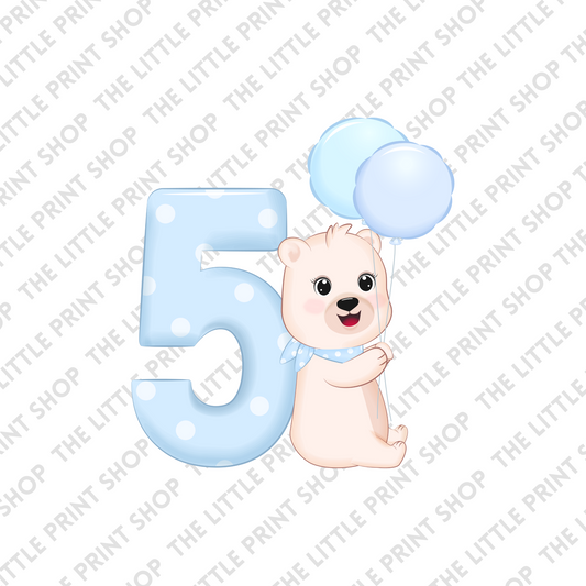 Birthday Bear - 5- UV DTF 3 inch Decal