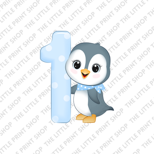 Birthday Penguin - 1 - UV DTF 3 inch Decal