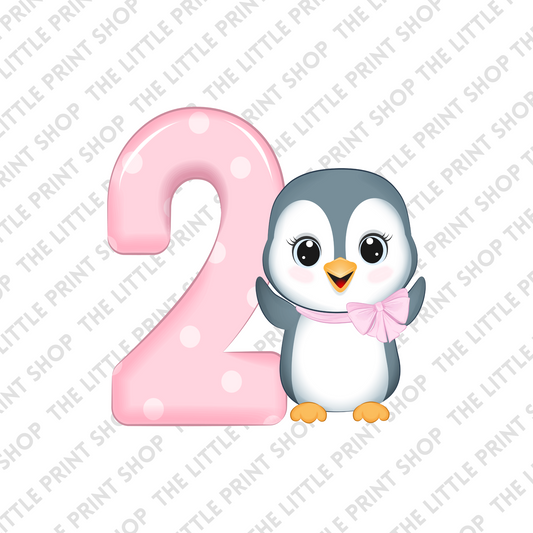 Birthday Penguin - 2 - UV DTF 3 inch Decal