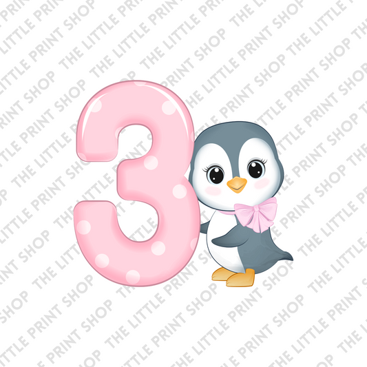 Birthday Penguin - 3 - UV DTF 3 inch Decal