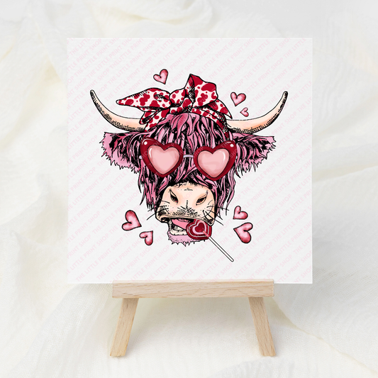 Valentines Cow - UV DTF 3 inch Decals