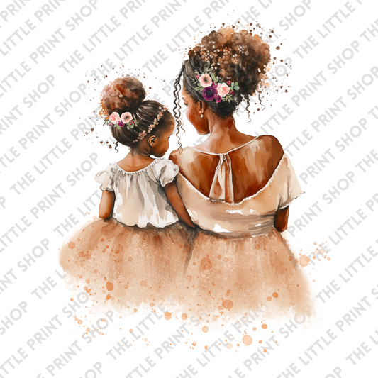 Mum & Daughter Peach Tutu - UV DTF 3 inch Decals