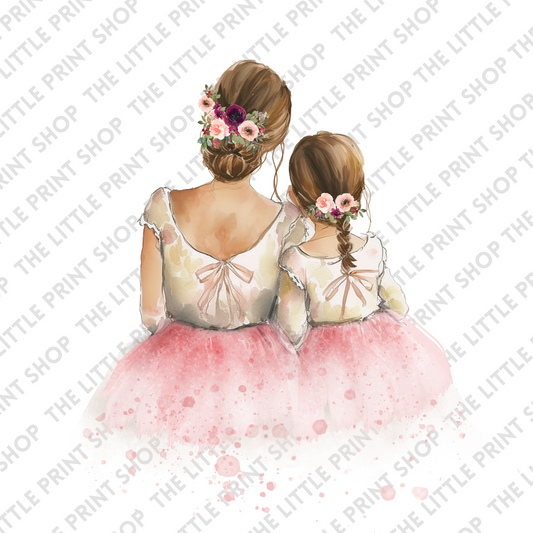 Mum & Daughter Pink Tutu - UV DTF 3 inch Decals