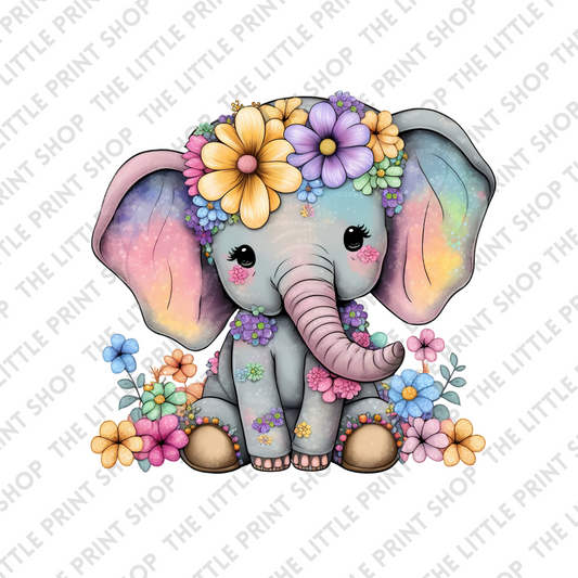 Floral Elephant - UV DTF 3 inch Decals