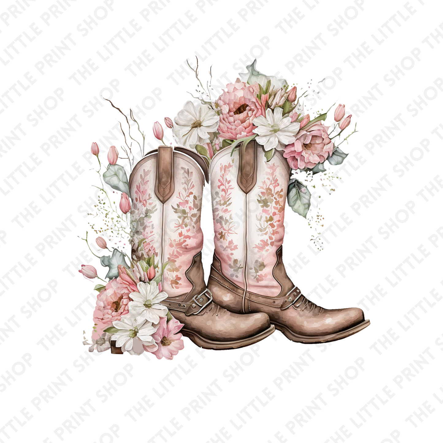 Floral Cowgirl Boots - UV DTF 3 inch Decals