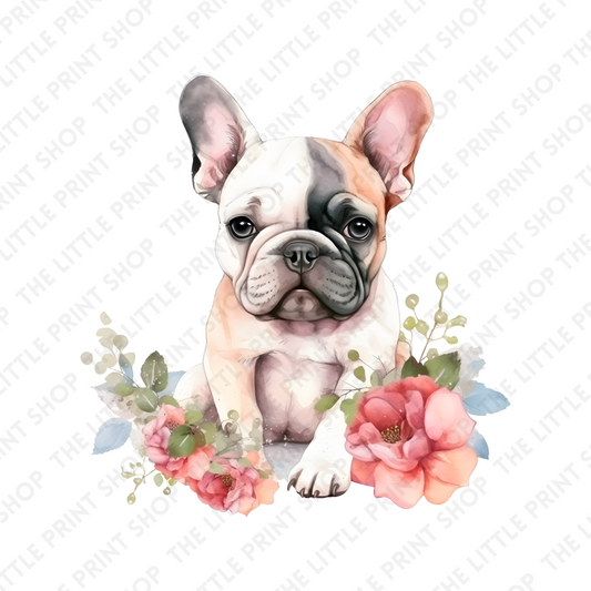 French Bull Dog Rose - UV DTF 3 inch Decals