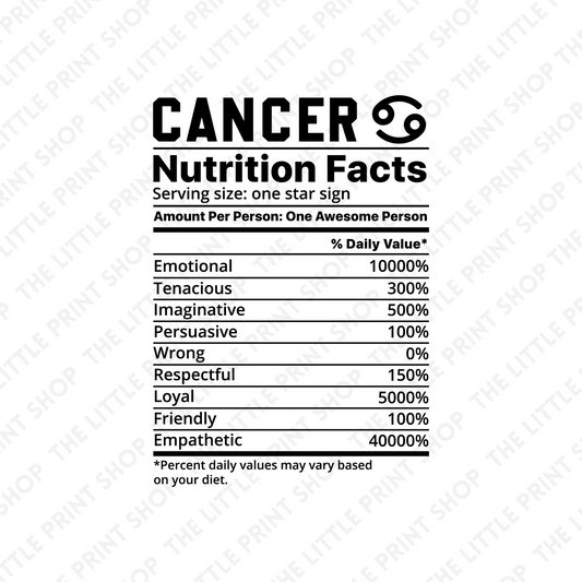 Cancer Nutri Facts - UV DTF 3 inch Decals