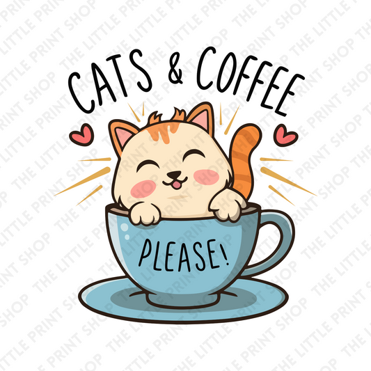 Cats & Coffee - UV DTF 3 inch Decals