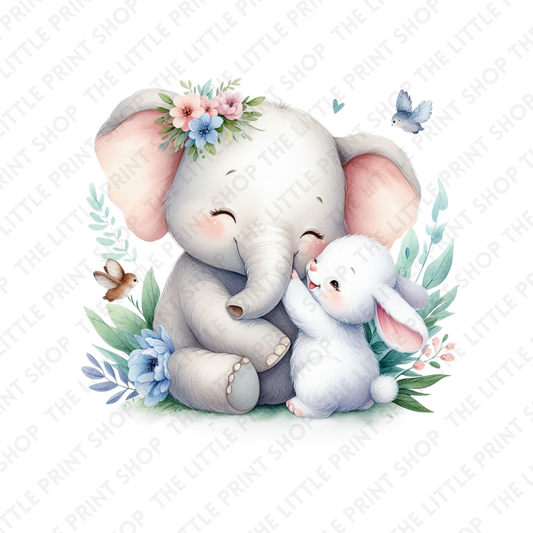 Elephant Floral Cuddles - UV DTF 3 inch Decals