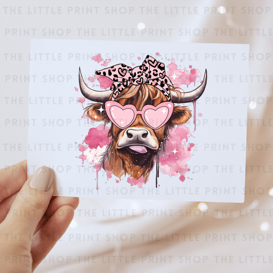 Highland Cow Glasses - DTF Transfer Decal