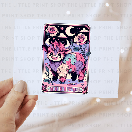 Highland Cow Tarot Card - DTF Transfer Decal
