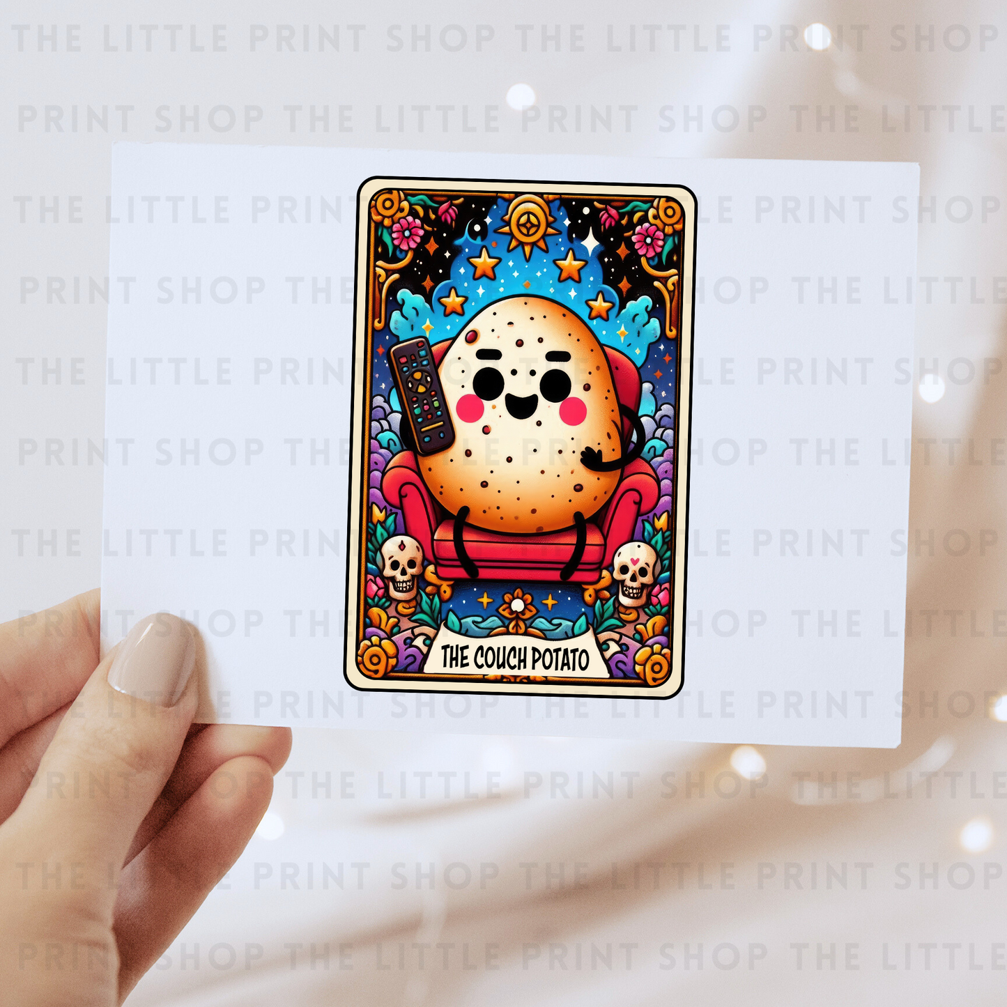 Coach Potato Tarot Card - DTF Transfer Decal