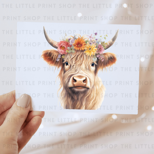 Highland Cow Flower Head - DTF Transfer Decal
