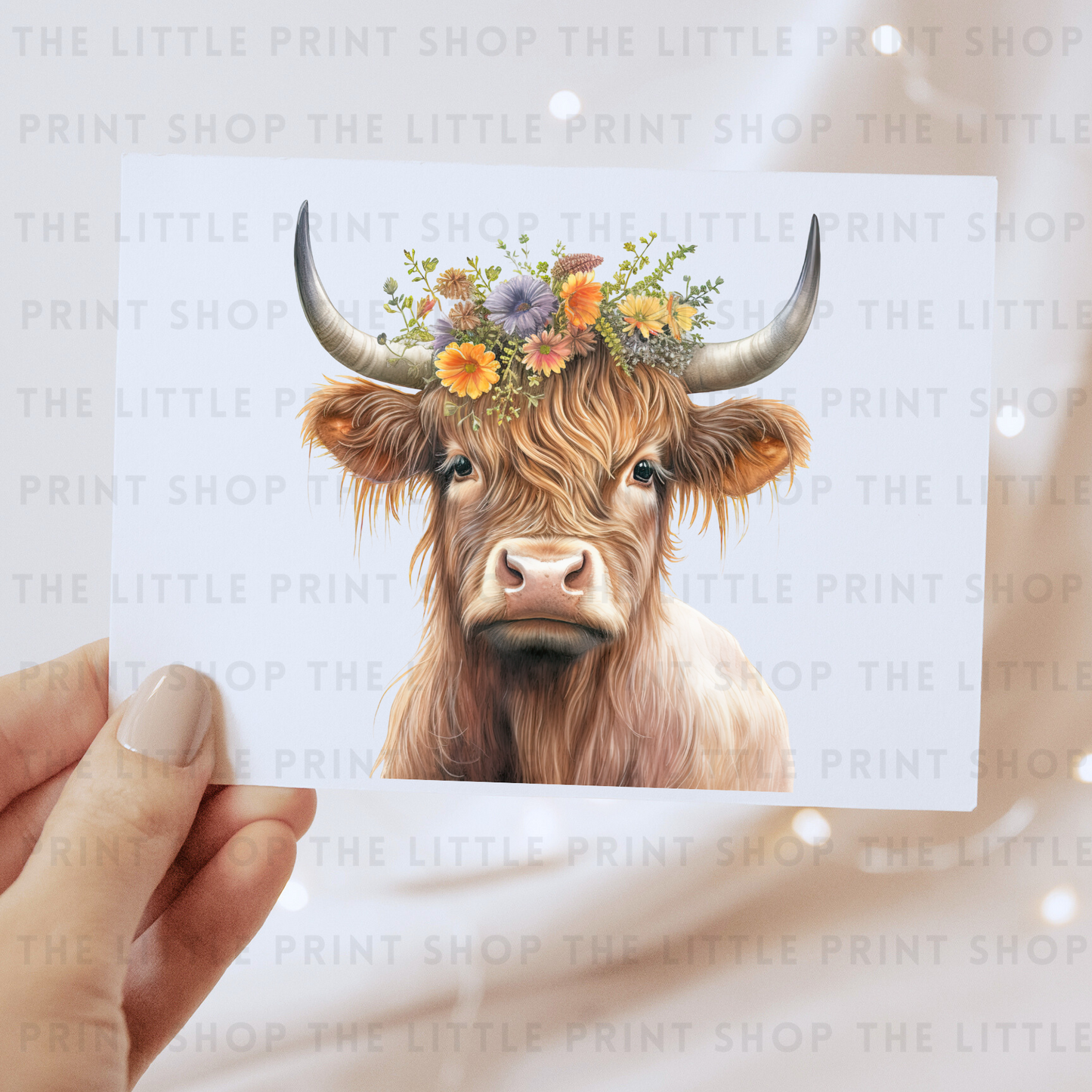 Highland Cow Flower Head - DTF Transfer Decal