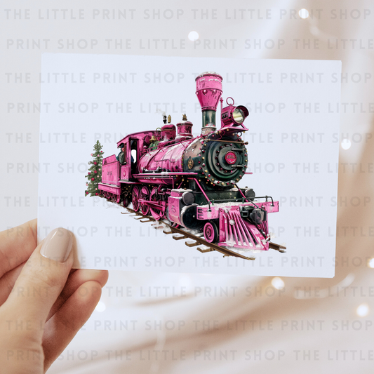 Pink Christmas Train - DTF Transfer Decal