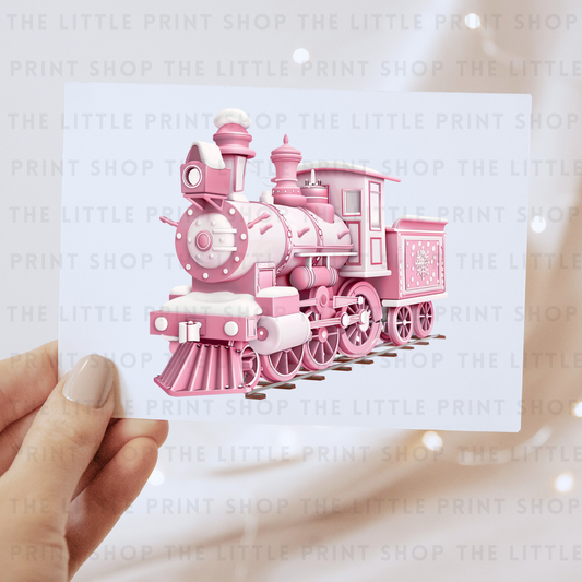 Pink Christmas Train - DTF Transfer Decal