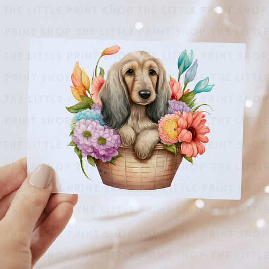 Dog Floral Basket - DTF Transfer Decal