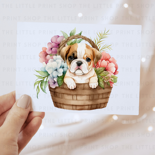 Dog Floral Basket - DTF Transfer Decal
