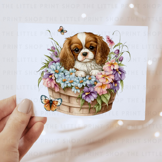 Dog Floral Basket - DTF Transfer Decal