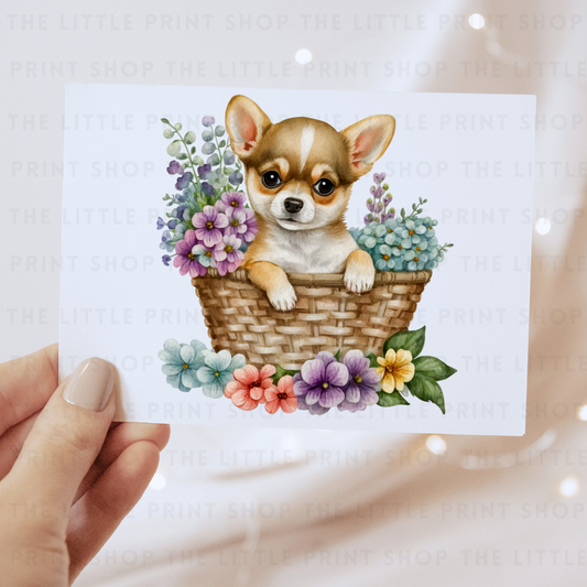 Dog Floral Basket - DTF Transfer Decal
